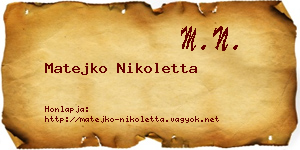Matejko Nikoletta névjegykártya