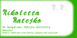 nikoletta matejko business card